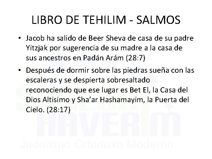LIBRO DE TEHILIM - SALMOS • Jacob ha salido de Beer Sheva de casa