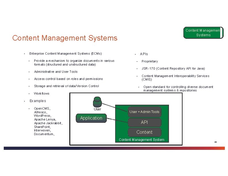 Content Management Systems Enterprise Content Management Systems (ECMs) ▪ ▪ Provide a mechanism to Content Management Systems Enterprise Content Management Systems (ECMs) ▪ ▪ Provide a mechanism to