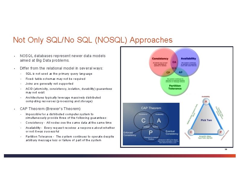 Not Only SQL/No SQL (NOSQL) Approaches ▪ NOSQL databases represent newer data models aimed Not Only SQL/No SQL (NOSQL) Approaches ▪ NOSQL databases represent newer data models aimed
