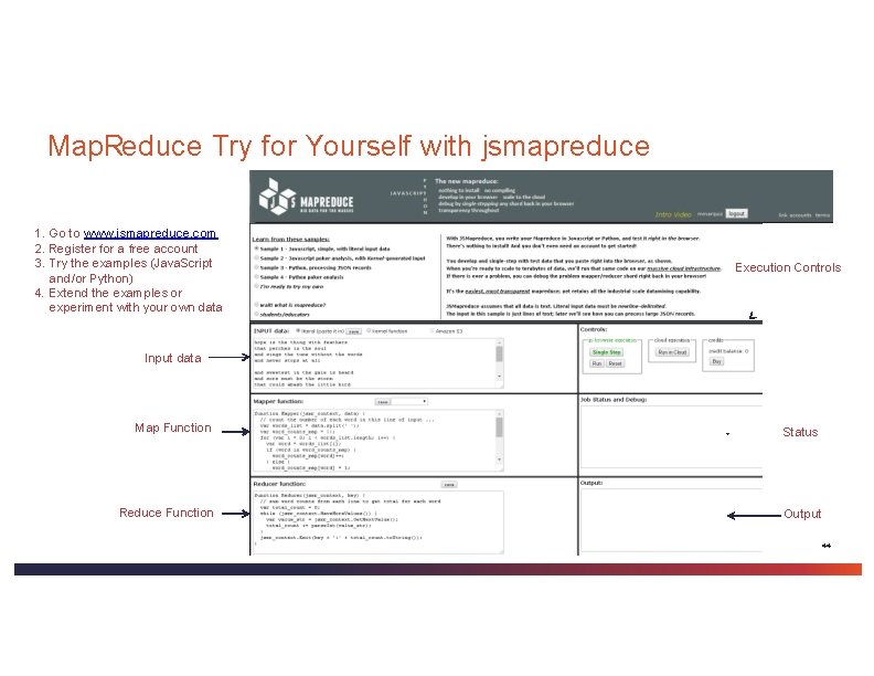 Map. Reduce Try for Yourself with jsmapreduce 1. Go to www. jsmapreduce. com 2. Map. Reduce Try for Yourself with jsmapreduce 1. Go to www. jsmapreduce. com 2.