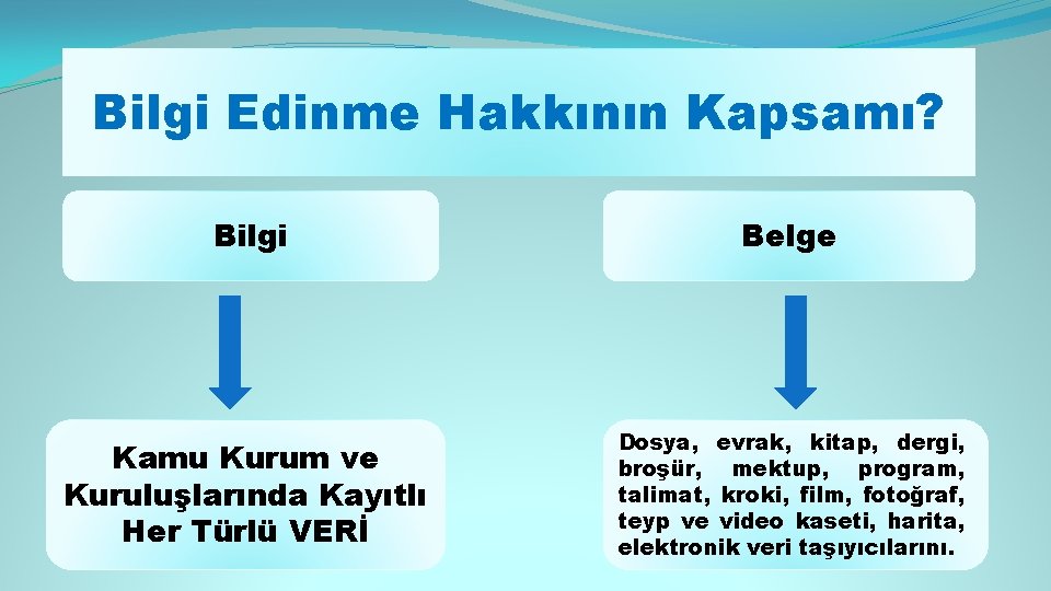 Bilgi Edinme Hakkının Kapsamı? Bilgi Belge Kamu Kurum ve Kuruluşlarında Kayıtlı Her Türlü VERİ