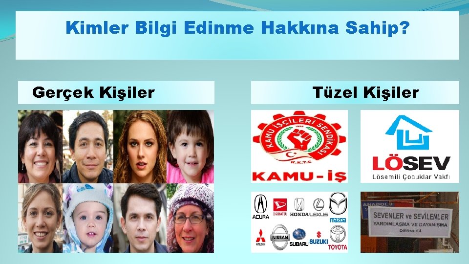 Kimler Bilgi Edinme Hakkına Sahip? Gerçek Kişiler Tüzel Kişiler 