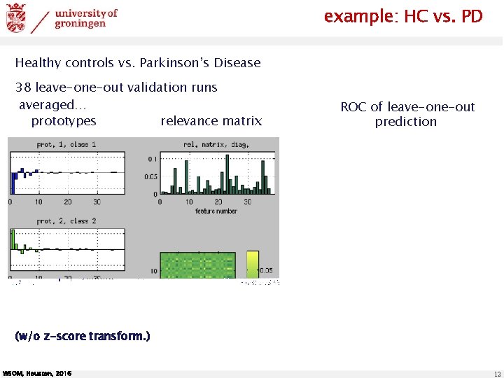 example: HC vs. PD Healthy controls vs. Parkinson’s Disease 38 leave-one-out validation runs averaged…