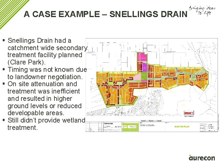A CASE EXAMPLE – SNELLINGS DRAIN § Snellings Drain had a catchment wide secondary