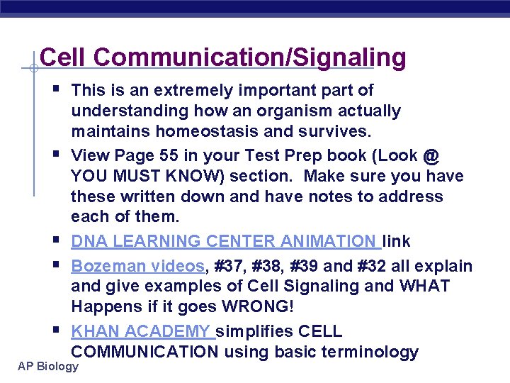 Cell Communication/Signaling § This is an extremely important part of § § understanding how