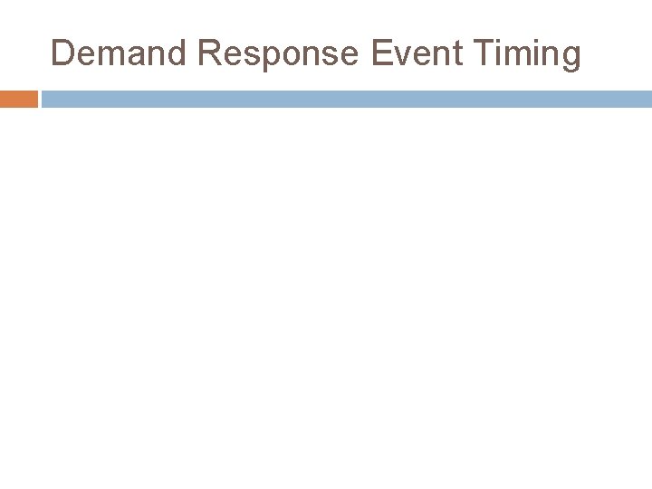 Demand Response Event Timing 