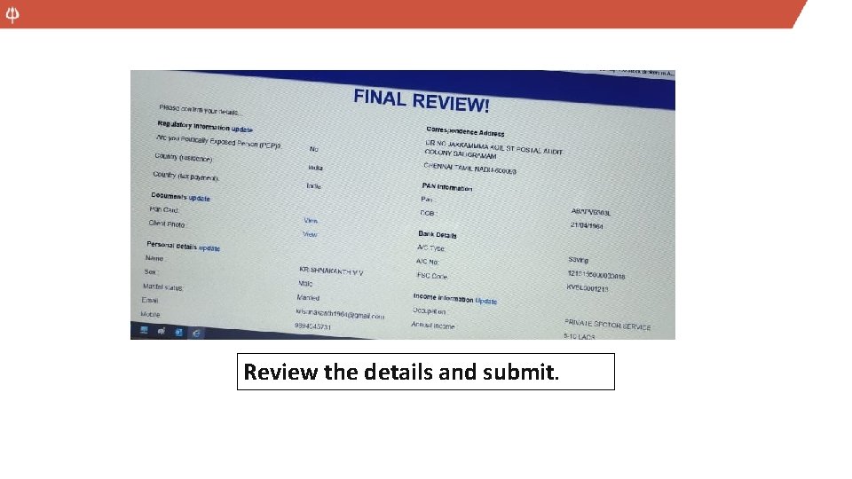 Review the details and submit. 
