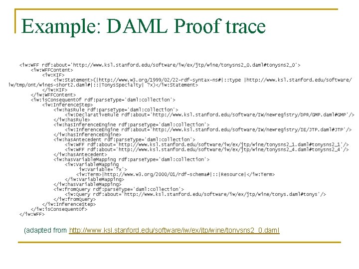 Example: DAML Proof trace (adapted from http: //www. ksl. stanford. edu/software/iw/ex/jtp/wine/tonysns 2_0. daml 