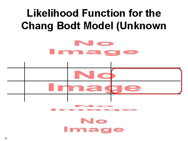 Likelihood Function for the Chang Bodt Model (Unknown Mechanism)5 12 