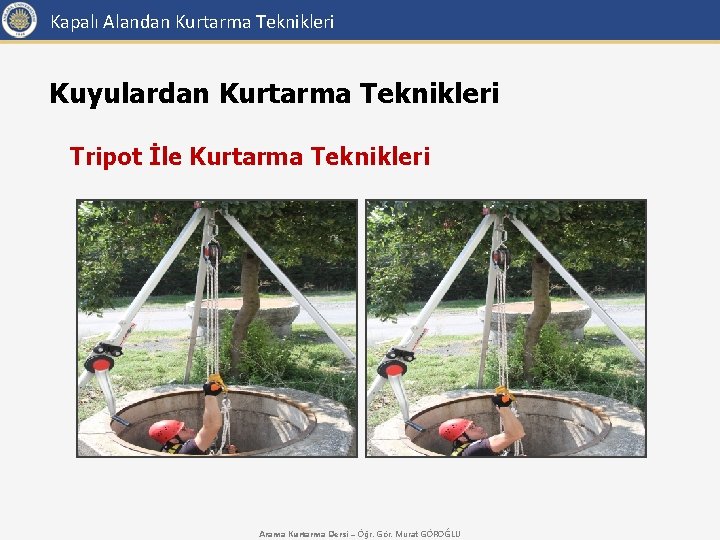 Kapalı Alandan Kurtarma Teknikleri Kuyulardan Kurtarma Teknikleri Tripot İle Kurtarma Teknikleri Arama Kurtarma Dersi