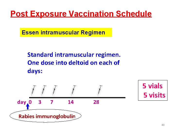Post Exposure Vaccination Schedule Essen intramuscular Regimen Standard intramuscular regimen. One dose into deltoid