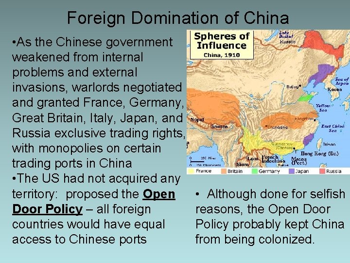 Foreign Domination of China • As the Chinese government weakened from internal problems and