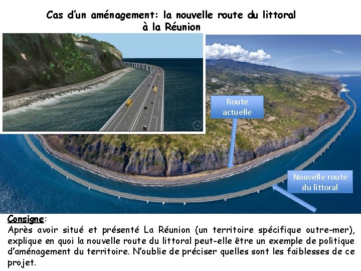 Cas d’un aménagement: la nouvelle route du littoral à la Réunion Route actuelle Nouvelle