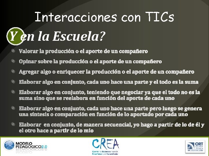 Interacciones con TICs Y en la Escuela? 