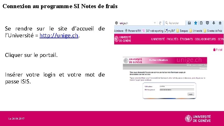 Connexion au programme SI Notes de frais Se rendre sur le site d’accueil de