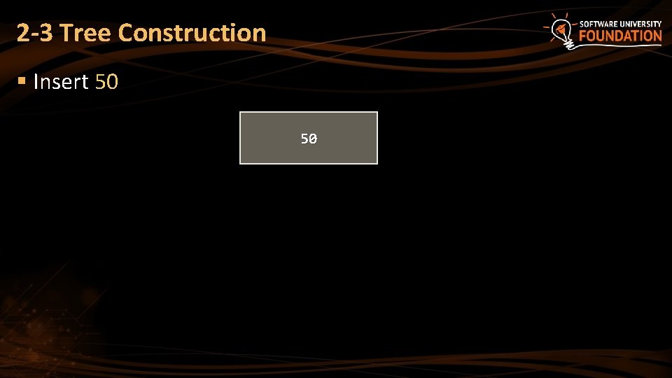 2 -3 Tree Construction § Insert 50 50 
