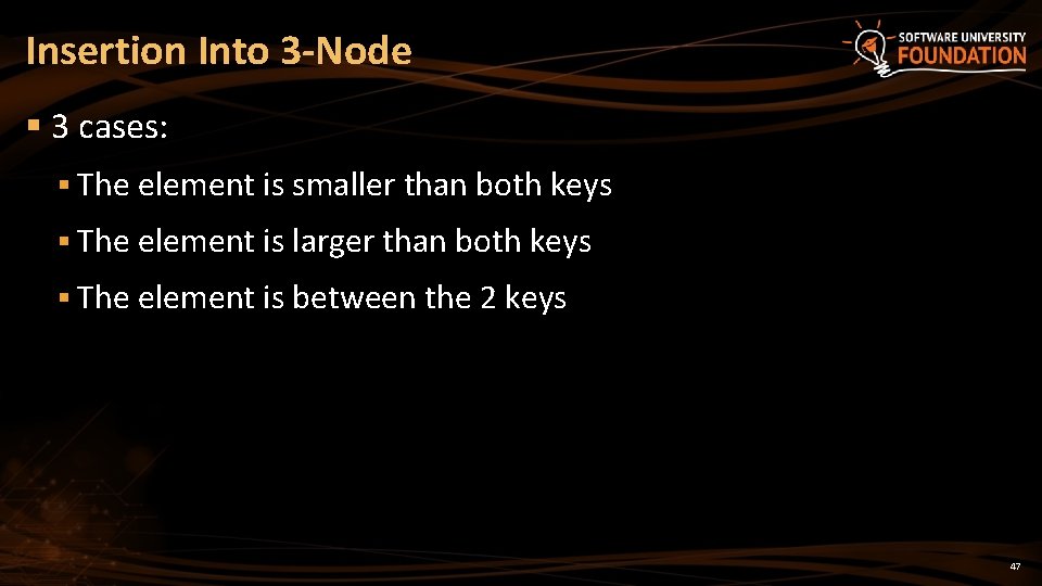 Insertion Into 3 -Node § 3 cases: § The element is smaller than both