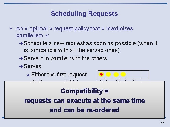 Scheduling Requests • An « optimal » request policy that « maximizes parallelism »