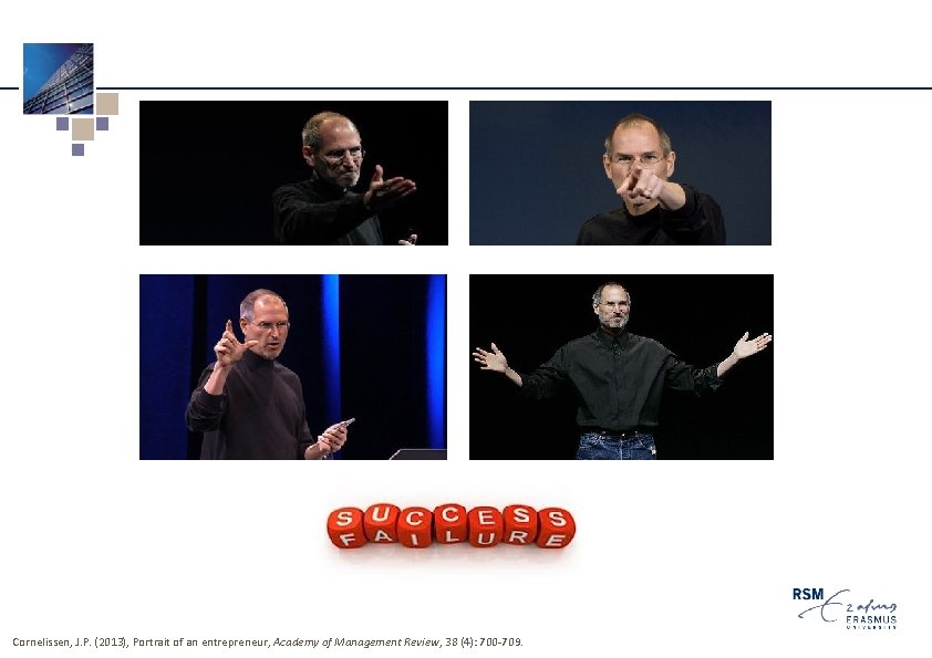 Cornelissen, J. P. (2013), Portrait of an entrepreneur, Academy of Management Review, 38 (4):