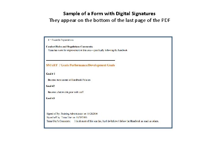 Sample of a Form with Digital Signatures They appear on the bottom of the