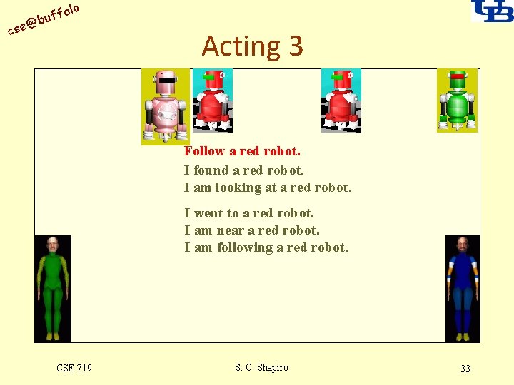 alo uff b @ cse Acting 3 Follow a red robot. I found a
