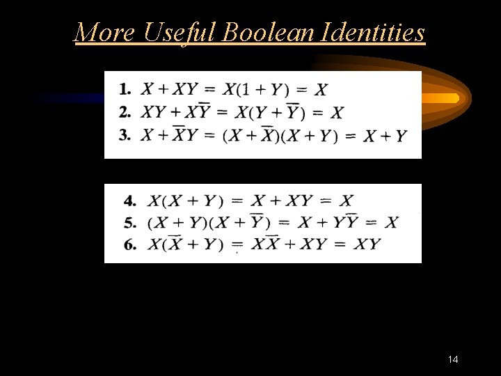 More Useful Boolean Identities 14 More Useful Boolean Identities 14