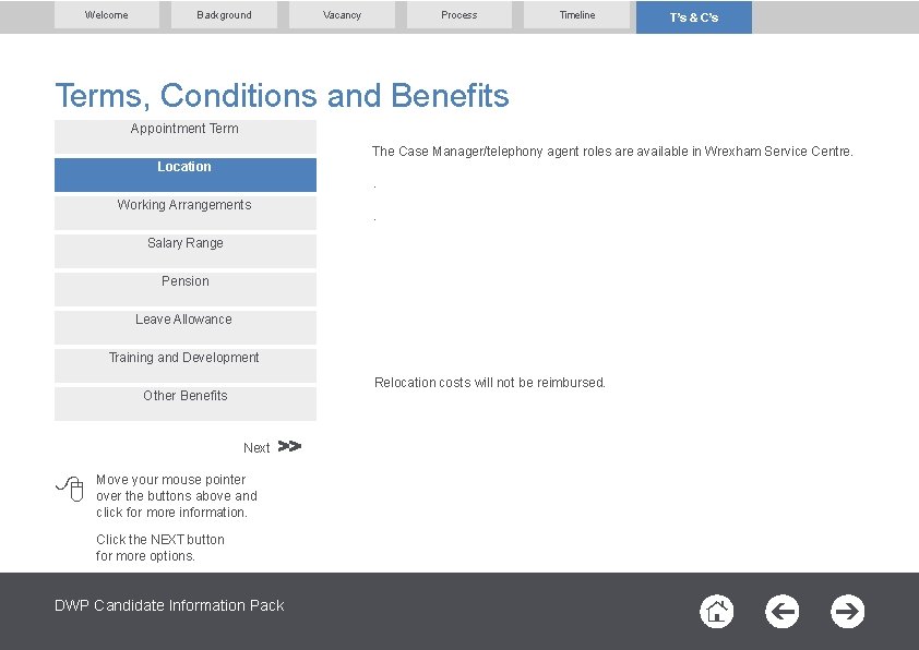 Welcome Background Vacancy Process Timeline T’s & C’s Terms, Conditions and Benefits Appointment Term