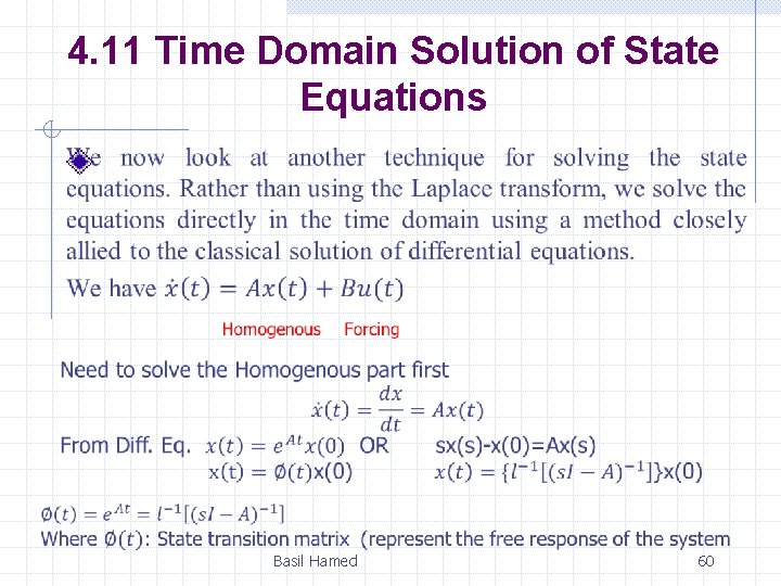 4. 11 Time Domain Solution of State Equations Basil Hamed 60 