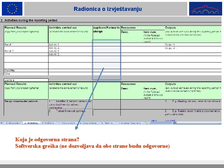 Radionica o izvještavanju Koja je odgovorna strana? Softverska greška (ne dozvoljava da obe strane