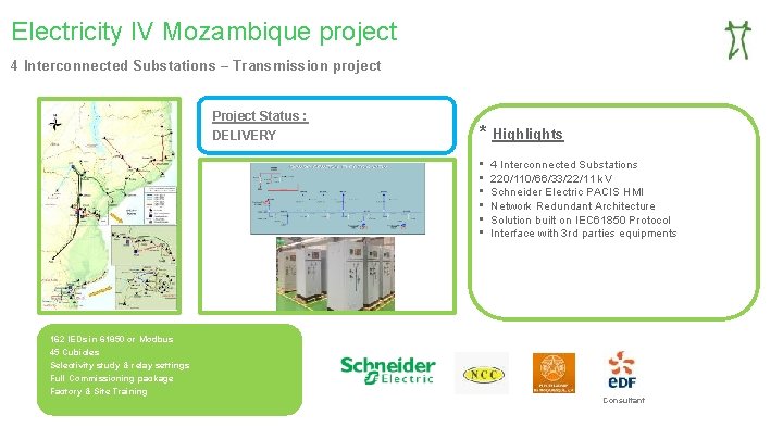 Electricity IV Mozambique project 4 Interconnected Substations – Transmission project Project Status : DELIVERY