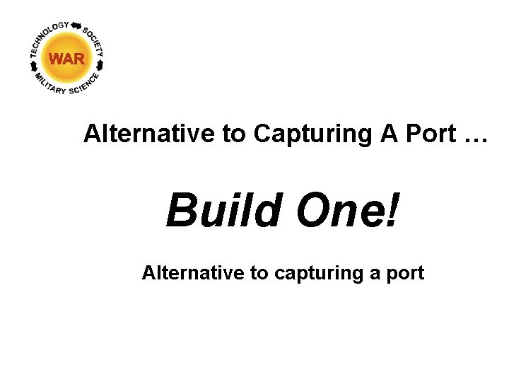 Alternative to Capturing A Port … Build One! Alternative to capturing a port 