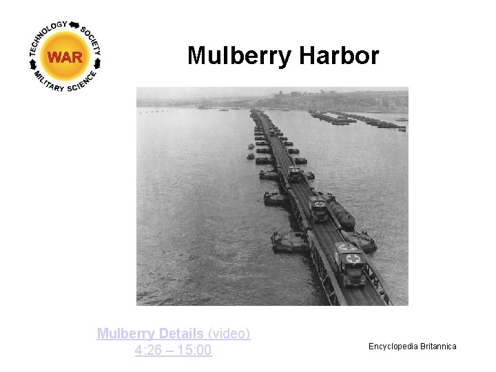 Mulberry Harbor Mulberry Details (video) 4: 26 – 15: 00 Encyclopedia Britannica 