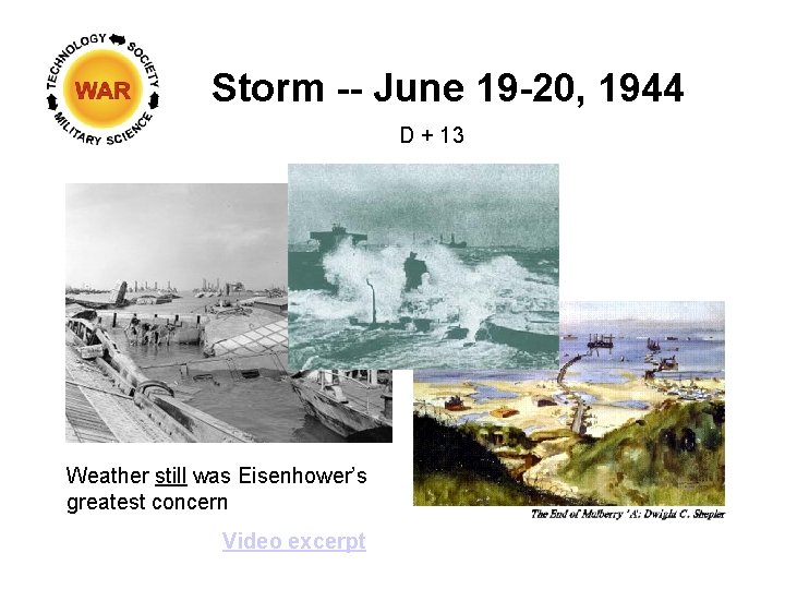 Storm -- June 19 -20, 1944 D + 13 Weather still was Eisenhower’s greatest