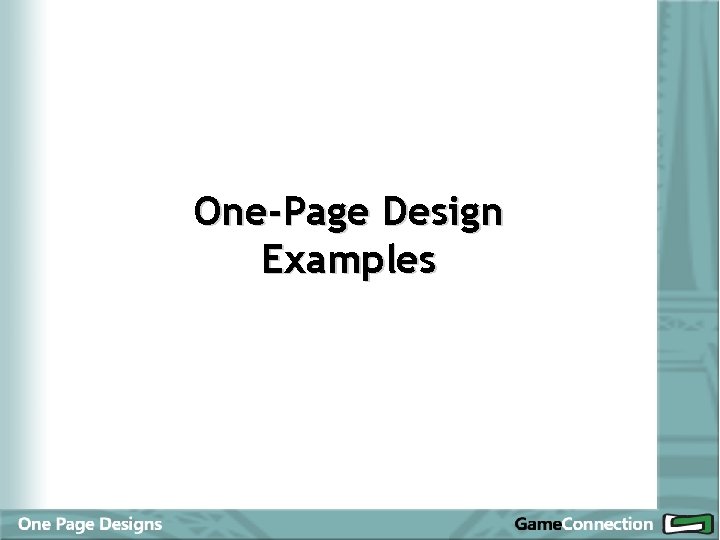 One-Page Design Examples 