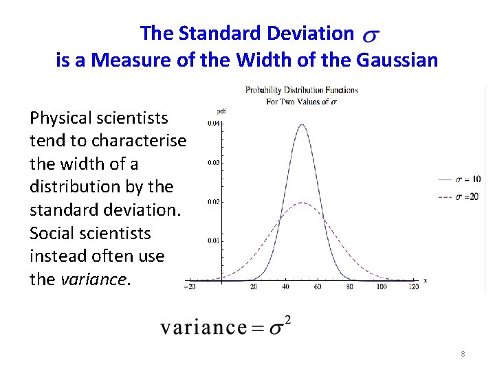 The Standard Deviation is a Measure of the Width of the Gaussian Physical scientists