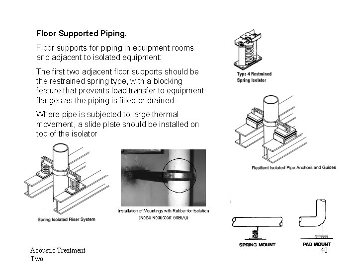 Floor Supported Piping. Floor supports for piping in equipment rooms and adjacent to isolated