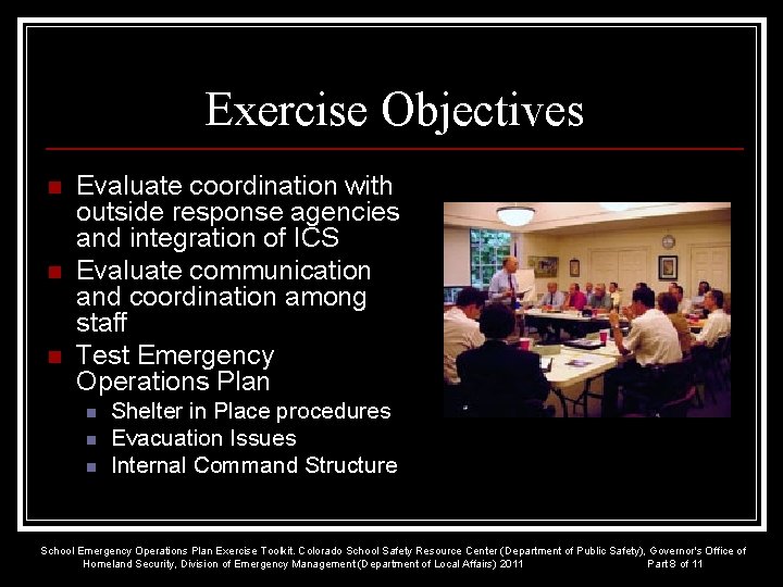 School Emergency Operations Plan Tabletop Exercise Emergency Response