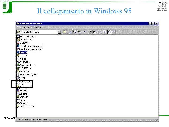 Il collegamento in Windows 95 © F. M. Zanzotto 