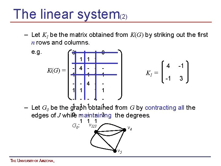 The linear system(2) – Let K 1 be the matrix obtained from K(G) by