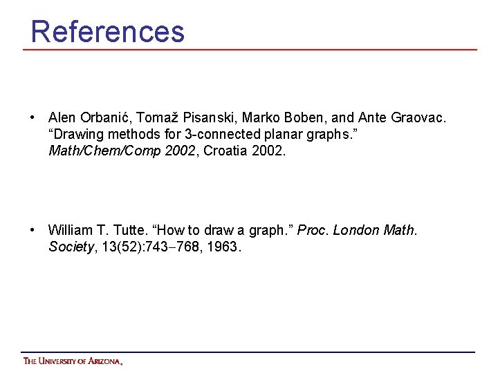 References • Alen Orbanić, Tomaž Pisanski, Marko Boben, and Ante Graovac. “Drawing methods for