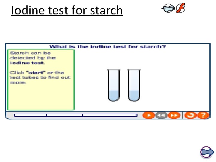 Iodine test for starch 