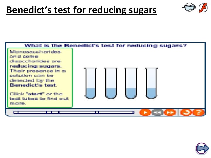 Benedict’s test for reducing sugars 