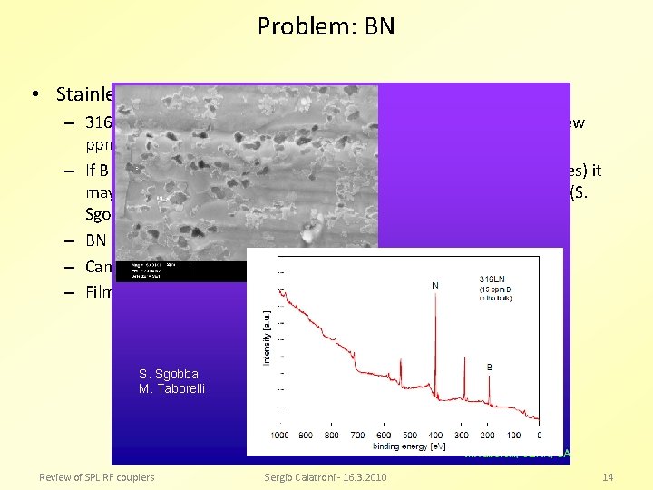 Problem: BN • Stainless steel is vacuum fired at 950 °C – 316 LN