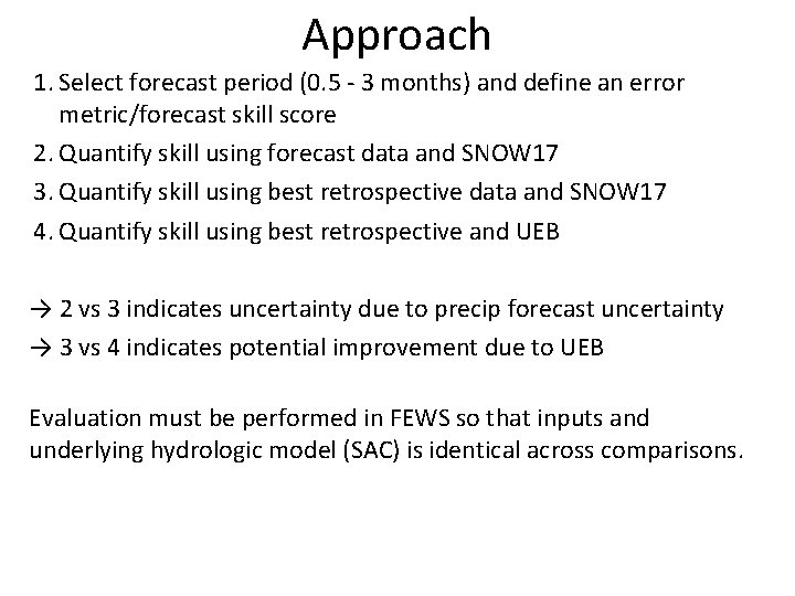Approach 1. Select forecast period (0. 5 - 3 months) and define an error