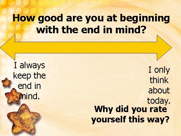 How good are you at beginning with the end in mind? I always keep