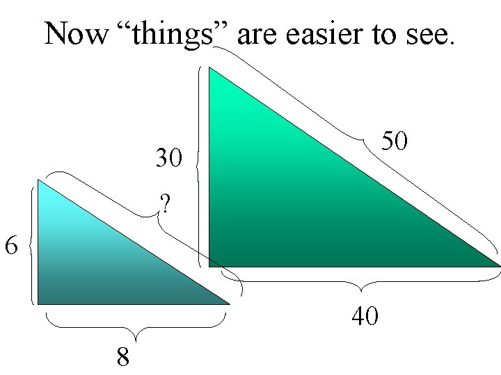 Now “things” are easier to see. 50 30 ? 6 40 8 