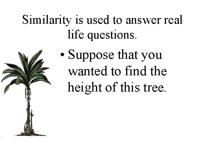 Similarity is used to answer real life questions. • Suppose that you wanted to