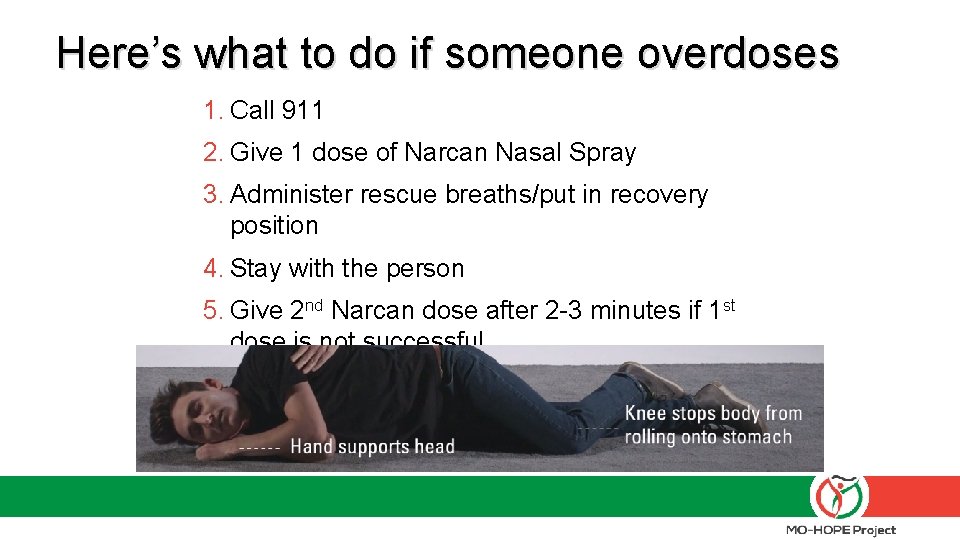 Here’s what to do if someone overdoses 1. Call 911 2. Give 1 dose