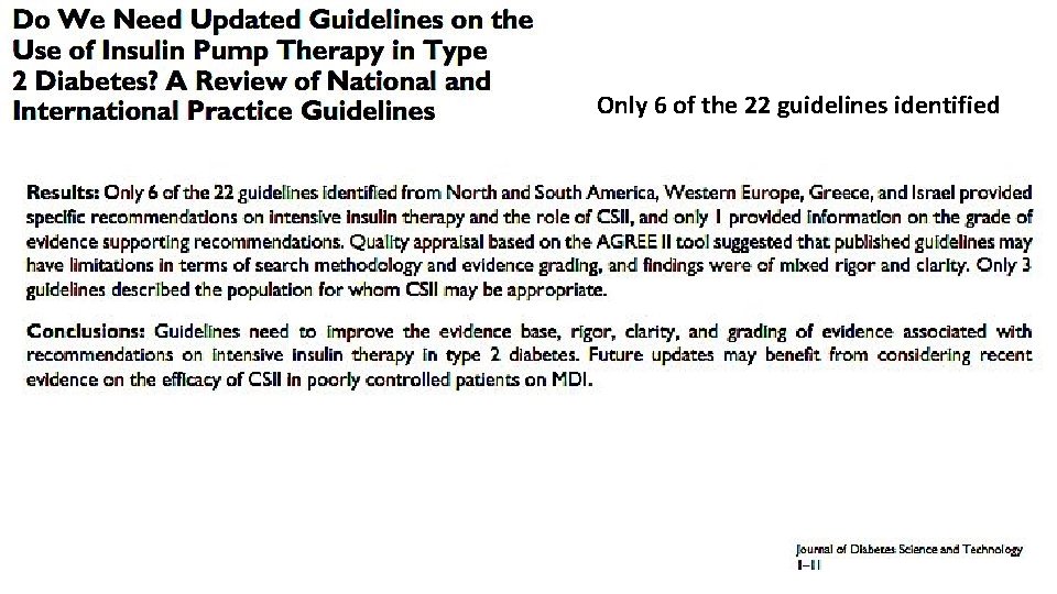 Only 6 of the 22 guidelines identified 