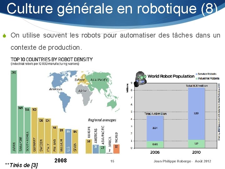 Culture générale en robotique (8) S On utilise souvent les robots pour automatiser des